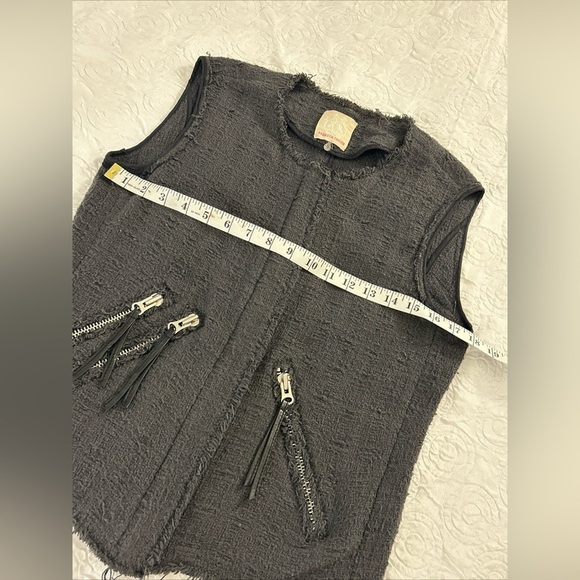 Rebecca Taylor Cotton/Lamb Leather Tweed Moto Vest/ jacket Size 8 - Picture 3 of 9
